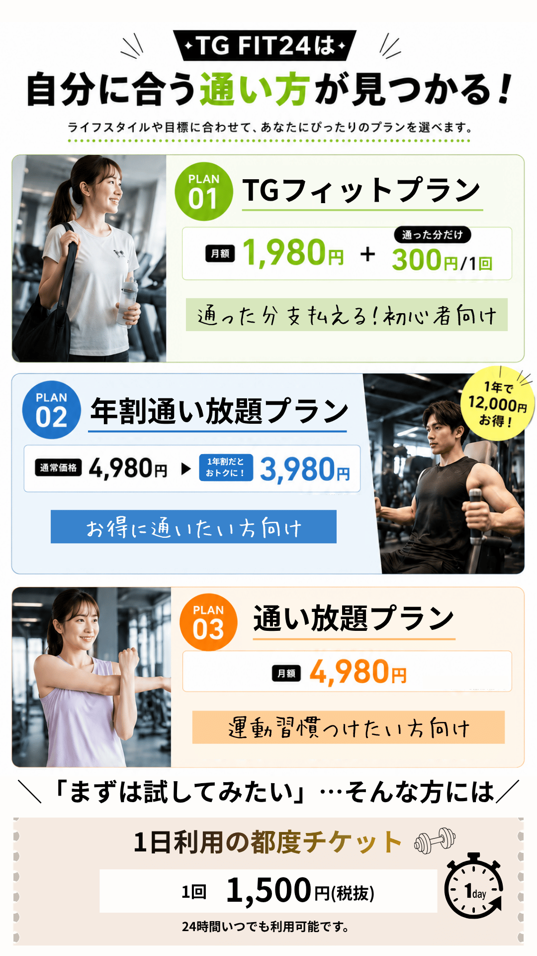 自分に合う通い方が見つかる！ 料金プラン